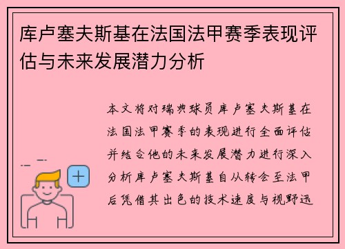库卢塞夫斯基在法国法甲赛季表现评估与未来发展潜力分析